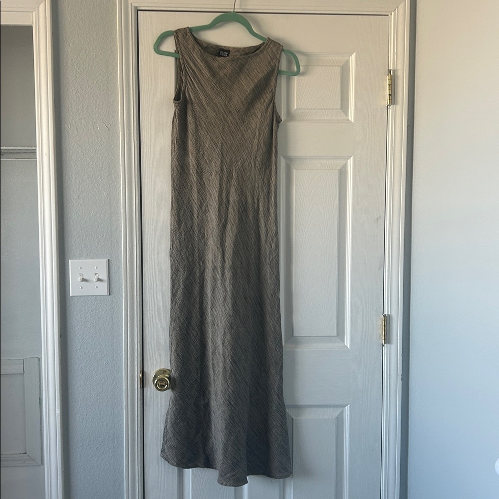 Eileen Fisher grey linen Cotten maxi dress Size small - Picture 9 of 9